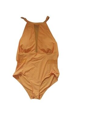 Orange clasp neck mesh one piece swimsuit size 18W